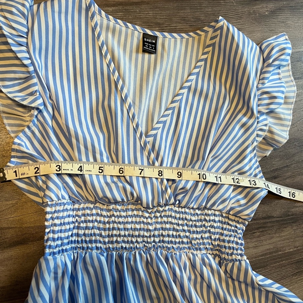 SHEIN Blue and White Striped Mini Dress - Picture 3 of 4